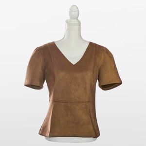 Ann Taylor Brown V-Neck Blouse